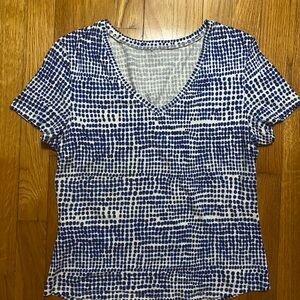 Blue and White Patterned Women's Top